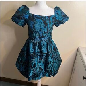Lilly Pulitzer Koji Teal and Black Floral Kids Dress